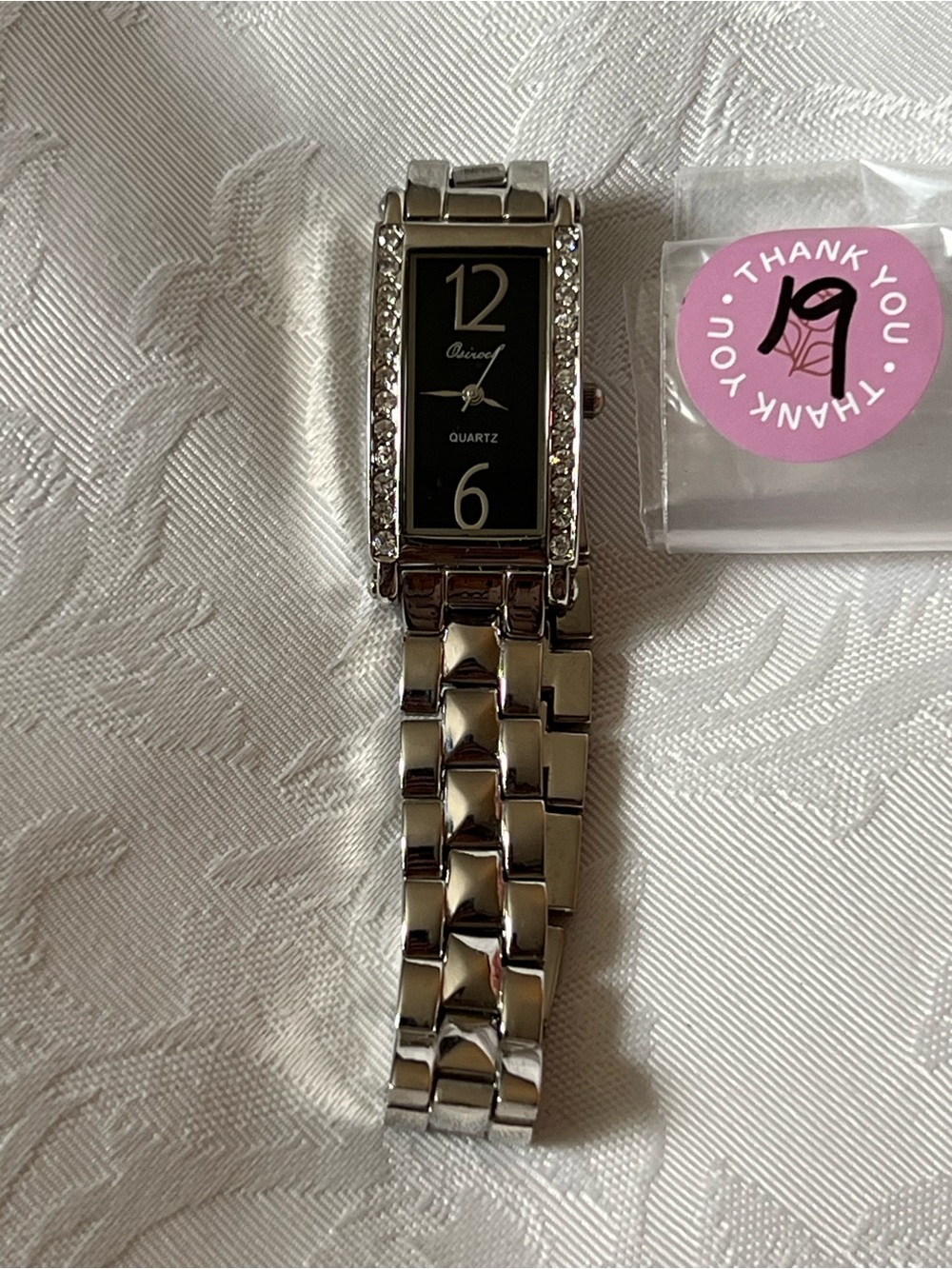 ✨ Vintage Osirock Elegant Silver Crystal Rhinestone Square Dial Quartz Watch ✨